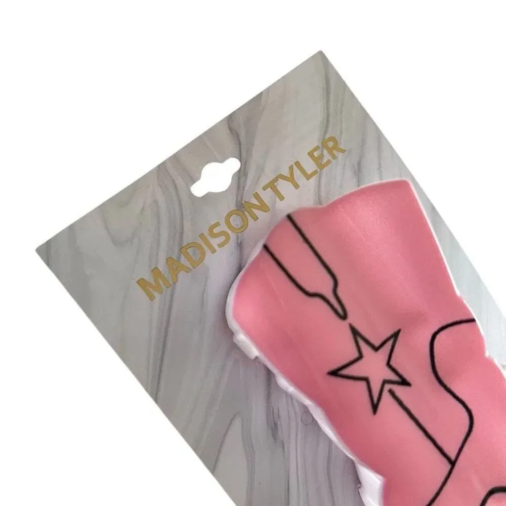 Madison Tyler Pink Western Cowboy Boot Hair Claw Clip Rodeo Country New